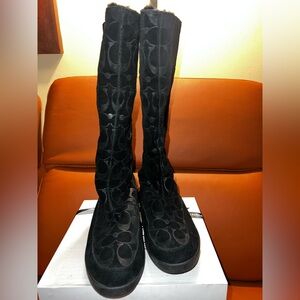 Coach Black Patterned Winter Boots